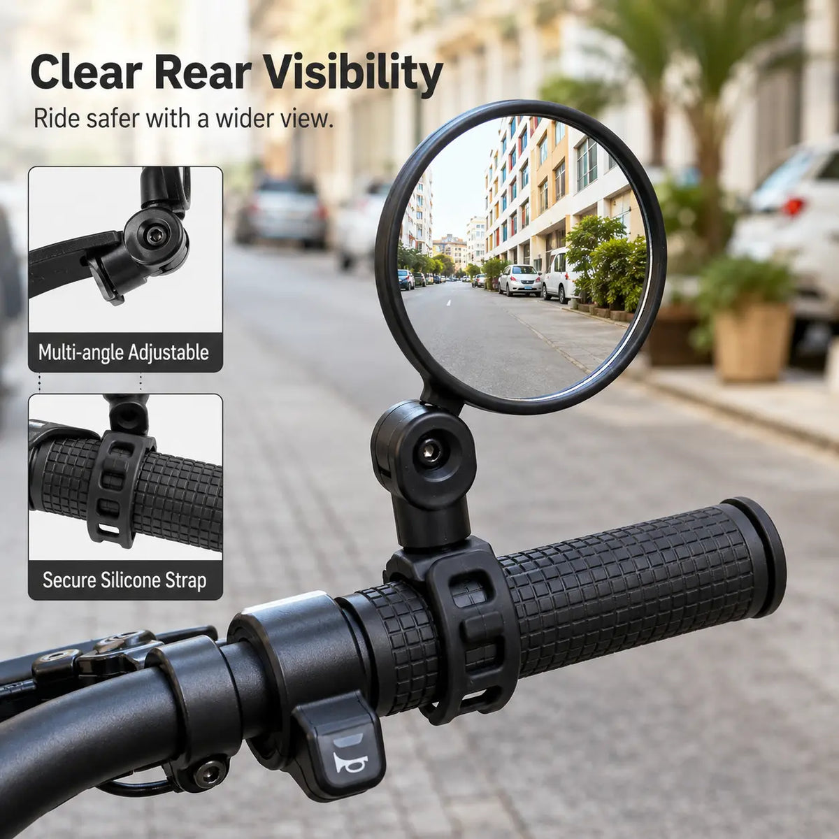 2 Counts, Bicycle Handlebar Convex Rearview Mirror, Multi-angle Adjustable Shatter Resistant🚲