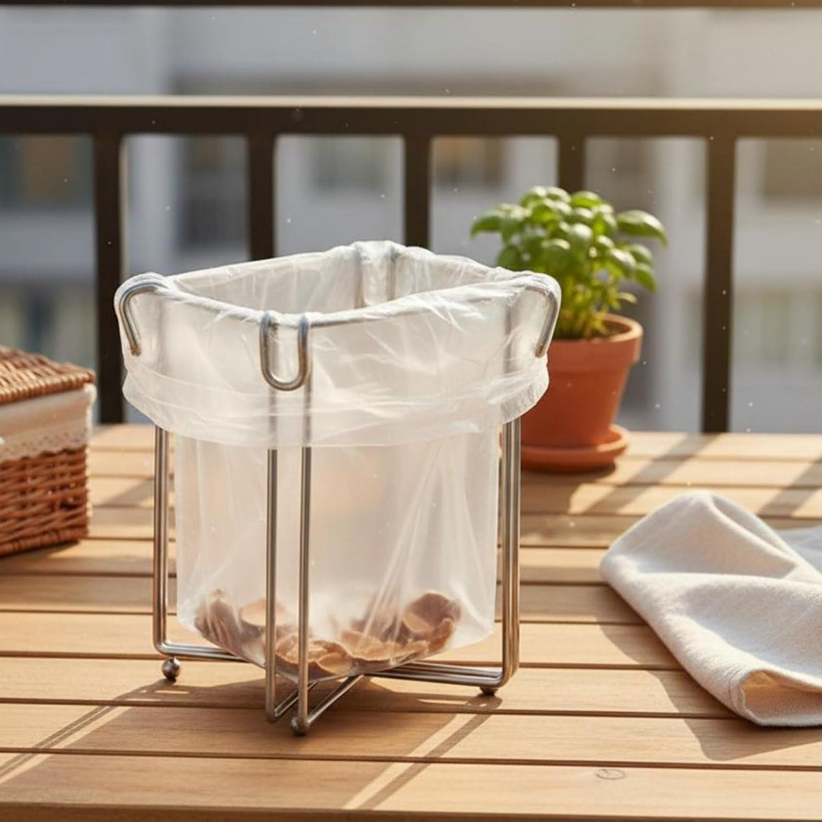 Easy to Disposal, Just Hook the Trash Bag, Foldable 304 Stainless Steel Trash Bag HolderποΈ