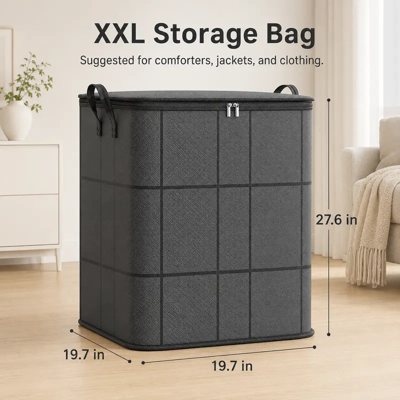 Spacious Moving Storage Bin, Zippered Organizer for Quilts, Large Capacity Fabric Bag for Moving Day & Bedroom Use π¦