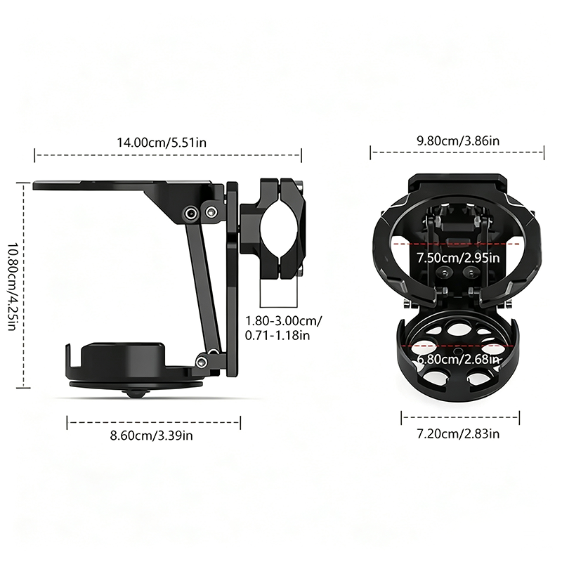 Bike Water Holder, Rotating Bottle Cage, Foldable Cup Mount Adjustable Folding Design🚴