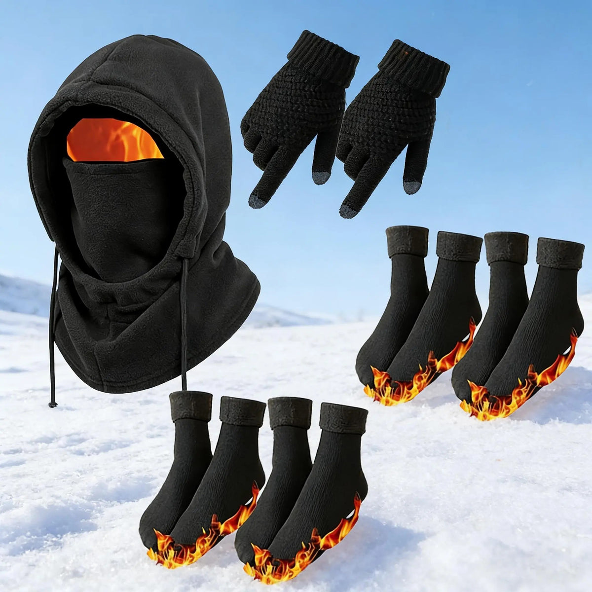 Unisex Adult 3-4 Piece Plain Winter Warm Multi-Pieces Outdoor Wear Set🧥
