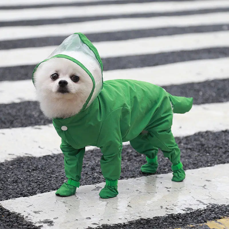 Waterproof 4-Leg Dog Raincoat with Hood & Attached Boots πΆ