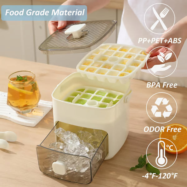 Portable Household Layer Ice Cube with Storage Bin & Lid