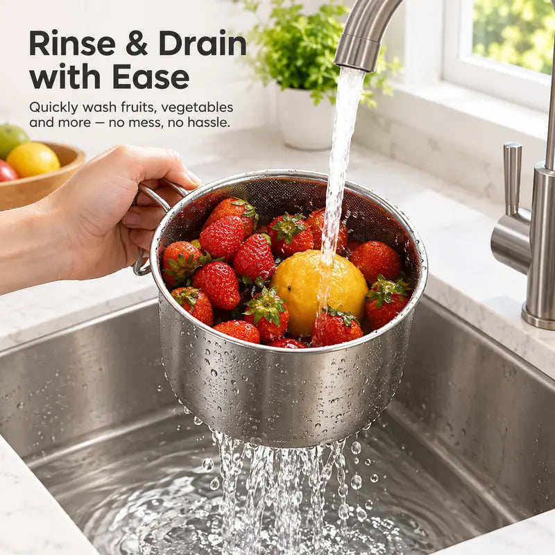 1 Count Stainless Steel Sink Hanging Drain Basket, with Handle Fast Draining🧺