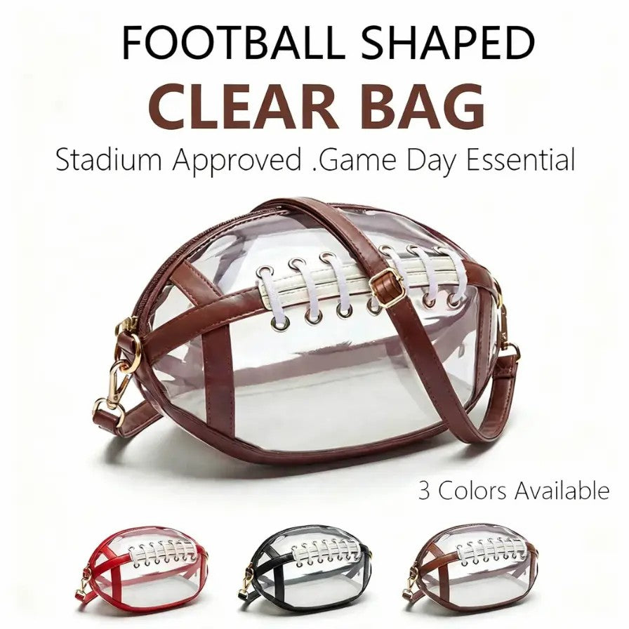 Clear Football Shaped Crossbody Bag Transparent PVC Stadium Approved Game Day Bag π