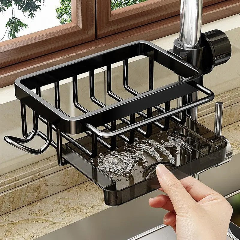 Sink Organizer Rack,Hanging Faucet Drain Rack with Drip Tray Stainless Steel π§