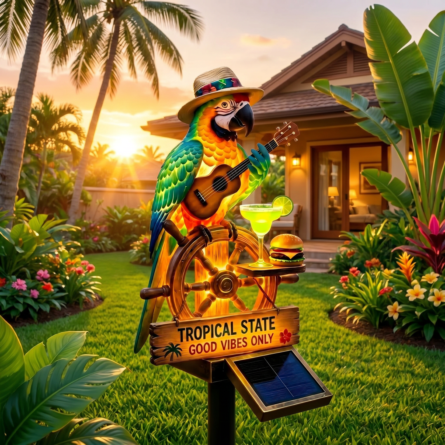 π΄ "Tropical State of Mind" Solar-Powered Parrot Light-All-Day Vacation Vibe π