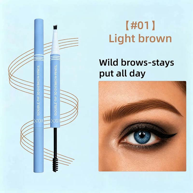 2-in-1 Waterproof Micro-Fork Eyebrow Pen-Tinted Gel Cosmetic, Long-Lasting Brow Styling Tool🖊️