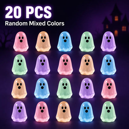 Glow In Dark Cute Ghost Resin Bead Set, Random Pattern Luminous Decorative Charms👻