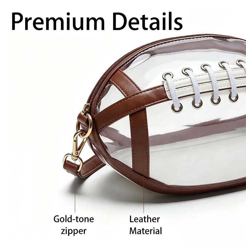 Clear Football Shaped Crossbody Bag Transparent PVC Stadium Approved Game Day Bag 🏈