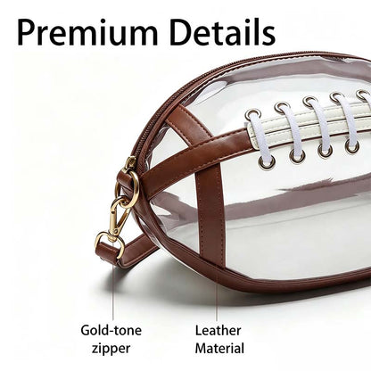 Clear Football Shaped Crossbody Bag Transparent PVC Stadium Approved Game Day Bag 🏈
