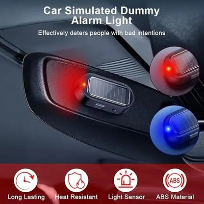 2PCS Solar Powered Fake Car Alarm Light, Auto Light Sensor LED Simulated Security Warning Light🚨