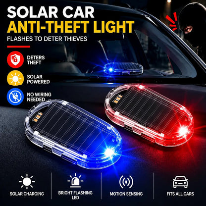 2PCS Solar Powered Fake Car Alarm Light, Auto Light Sensor LED Simulated Security Warning Light🚨