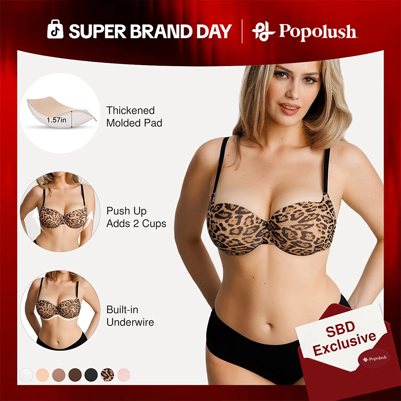 Women's T-Shirt Bra Add 2 Cups Lift Seamless Push Up Padded Underwire Comfort Everyday Bra🌸