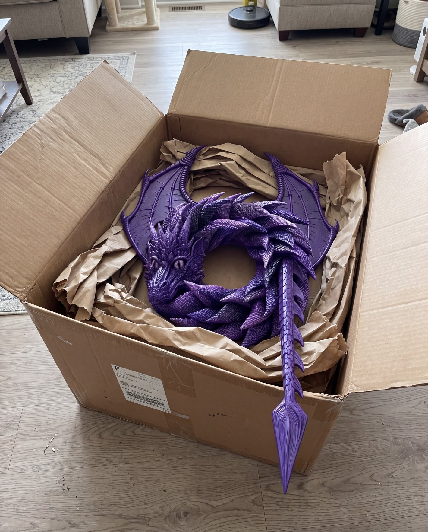 Handmade 3D Coiled Dragon Wreath | Unique Front Door Fantasy Decor🐉