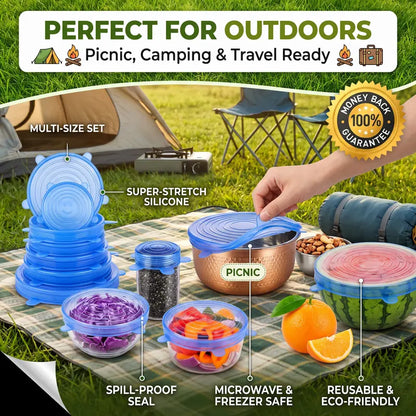 Universal Reusable Silicone Lids – 6 PCS Pack 🥡