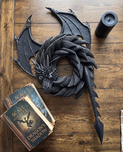 Handmade 3D Coiled Dragon Wreath | Unique Front Door Fantasy Decor🐉