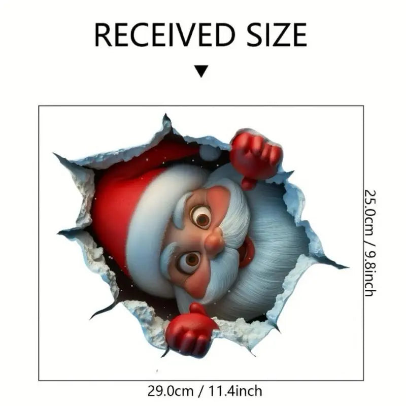 3PCS Festive Decor Santa Face Vinyl Stickers- Smooth 3D Illusion Figure Shape Peel-Off Pack🎅