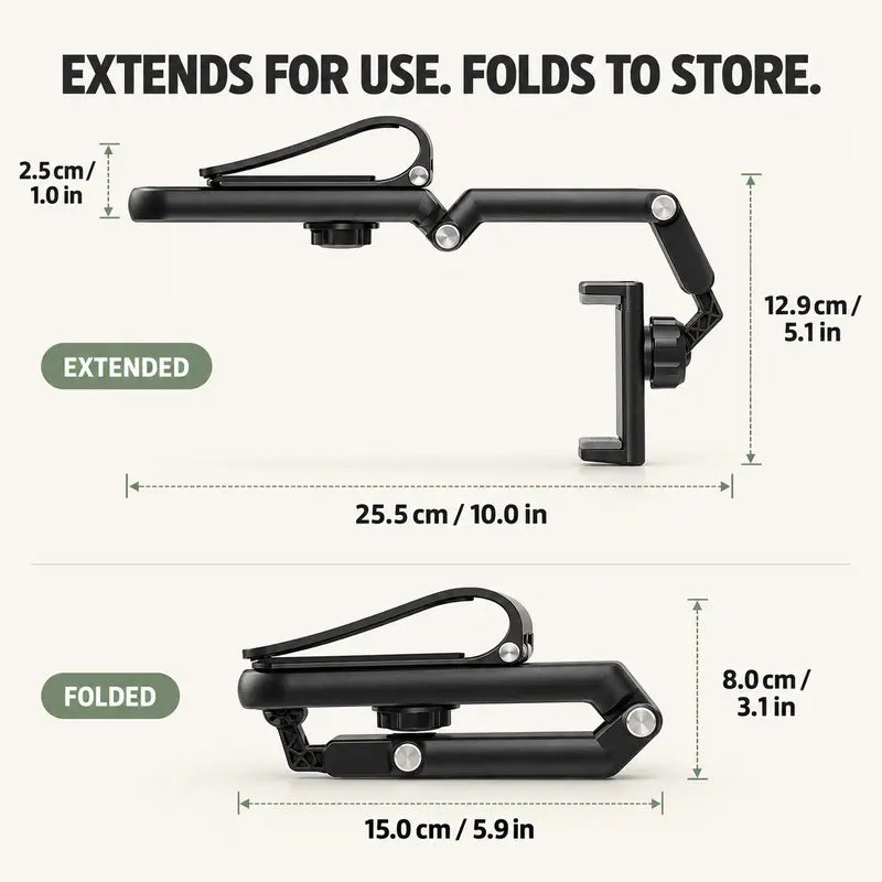 Foldable Car Phone Holder for Sun Visor, Adjustable Arm with 360° Phone Rotation 🚗📱