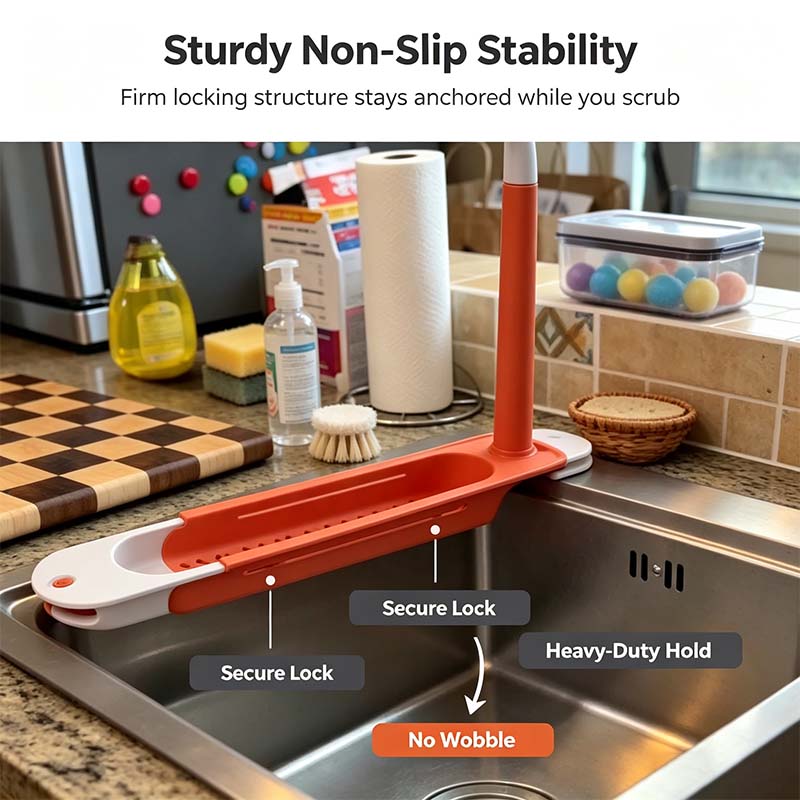 Retractable Sink Shelf — Adjustable-Length Sink Organizer🚰