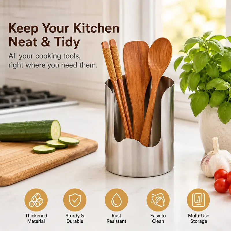 1 Count, Thickened Stainless Steel Utensil Organizer🥄🏠