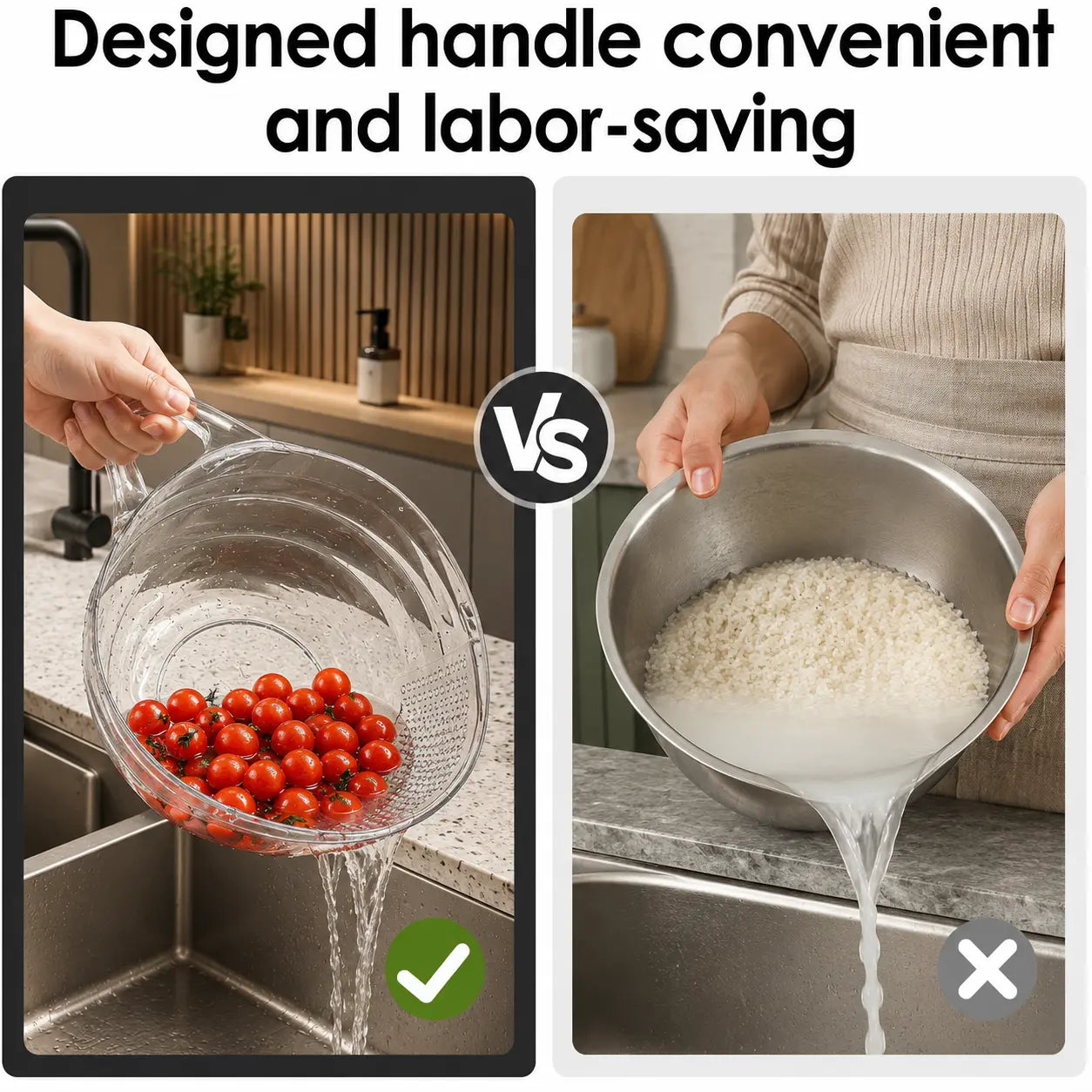 Aesthetic Multifunctional Rice Strainer with Handle🙌