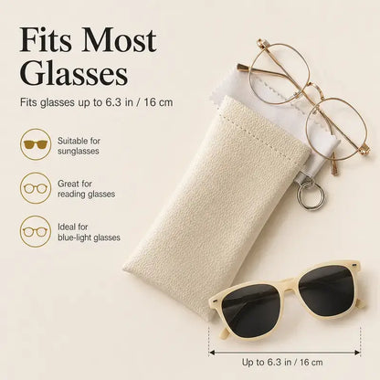 Soft PU Leather Sunglasses Pouch Elastic Opening Eyeglasses Bag🎒