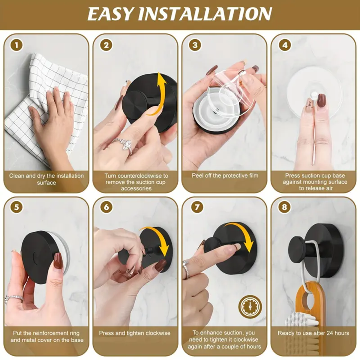 2 Pcs No Drilling Suction Cup Hooks with Replaceable Core, Vacuum Locking Bathroom Wall Hooks 🧲