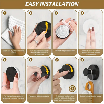 2 Pcs No Drilling Suction Cup Hooks with Replaceable Core, Vacuum Locking Bathroom Wall Hooks 🧲