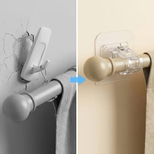 A set of 8PCS Curtain Rod Brackets with Clips-Multifunctional Adjustable Hook🪟