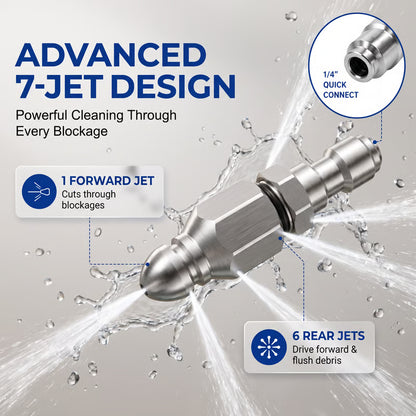 Washer Sewer Jetter Nozzle with Stainless Steel, Mini Compact Durable Sewer Jet Nozzle💧