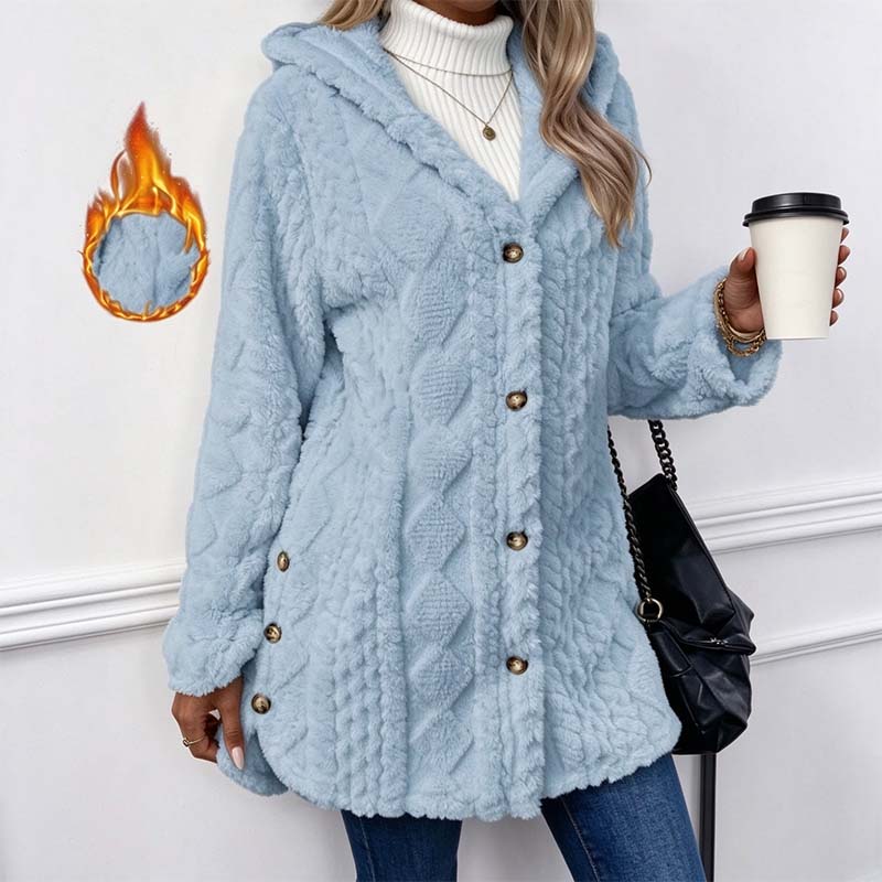 Women's Hooded Double-Sided Fleece Cardigan Long Sleeve Casual Warm Outerwear 🧥
