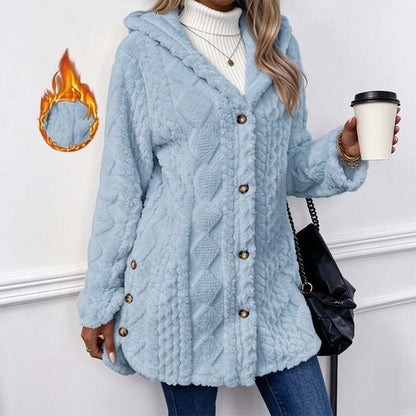 Women's Hooded Double-Sided Fleece Cardigan Long Sleeve Casual Warm Outerwear 🧥