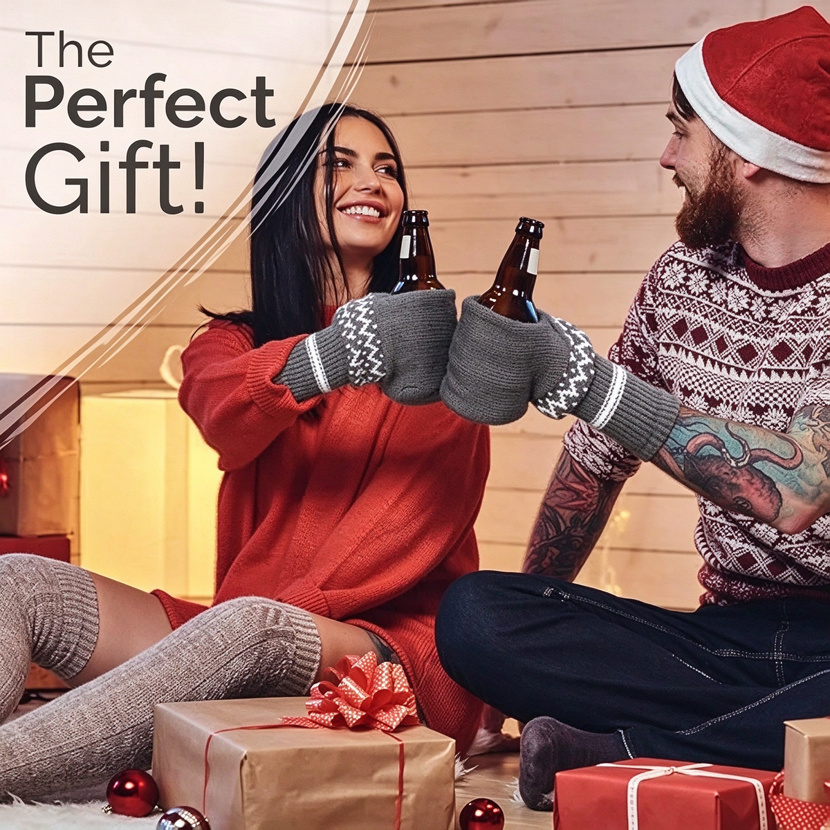 Beer Mitten Gloves - Knit Stitched Drink Mitt Holder for Beverage 🧤🍻