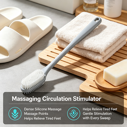 Long-Handle Silicone Soft Pedicure Tool, Shower Foot Cleaning Brush 🚿🦶