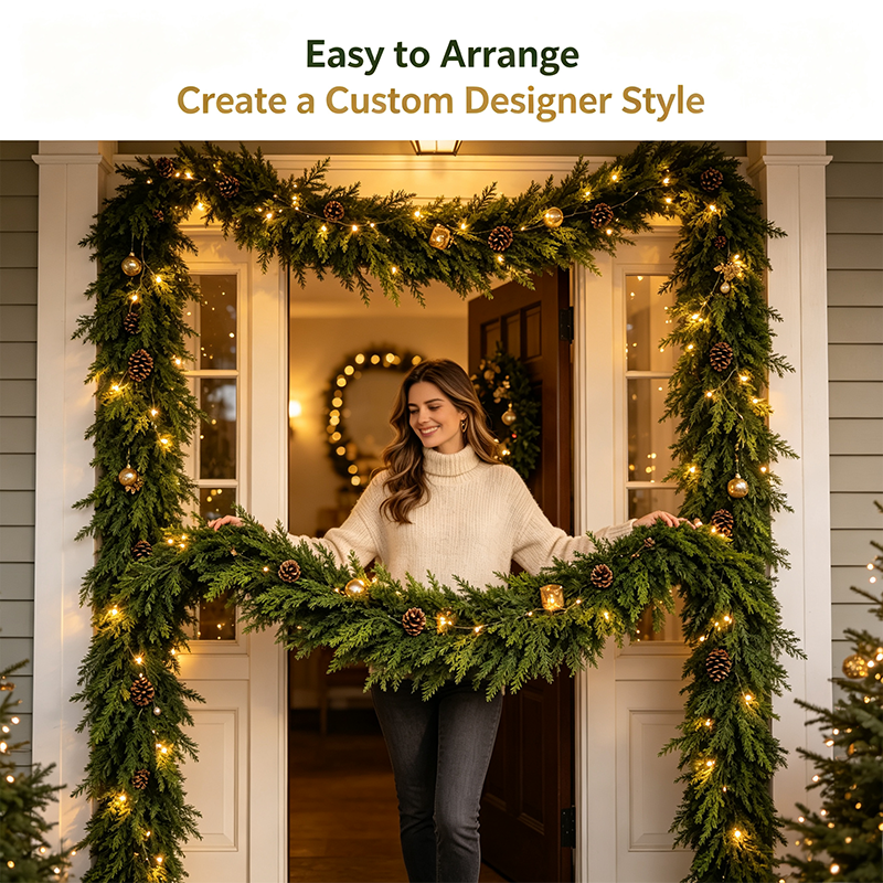 6 FT 2 Pcs Artificial Cedar Garlands, Real Touch Winter Cedar Garland🎄