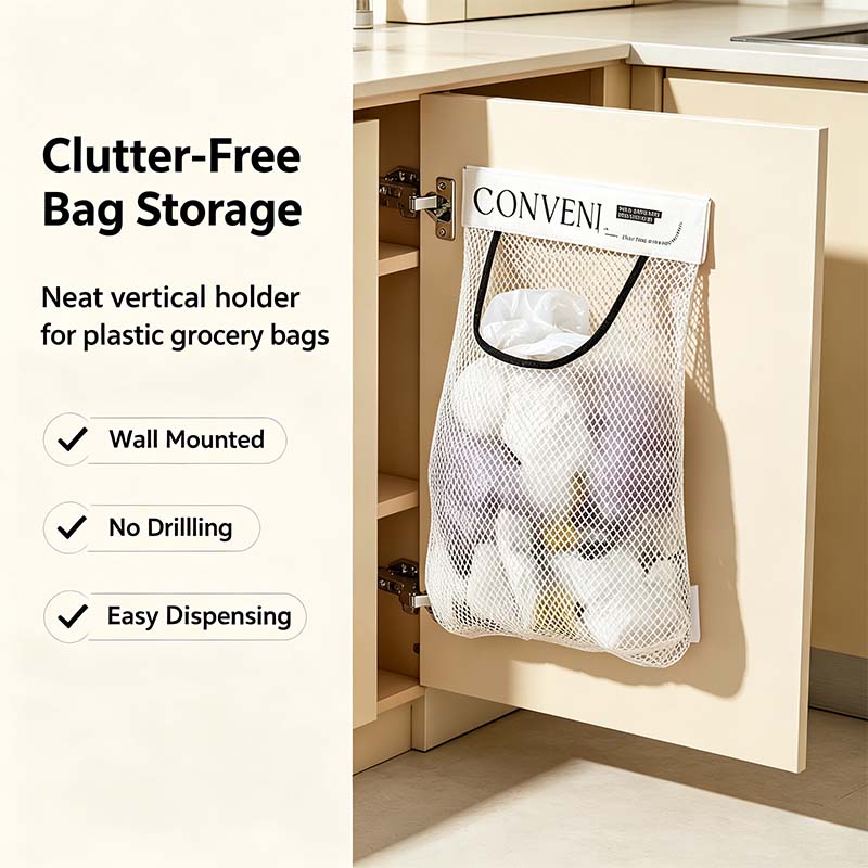 Grocery Garbage Bag Holder Trash Bag Dispenser Sticky Wall Mounted Mesh🛒