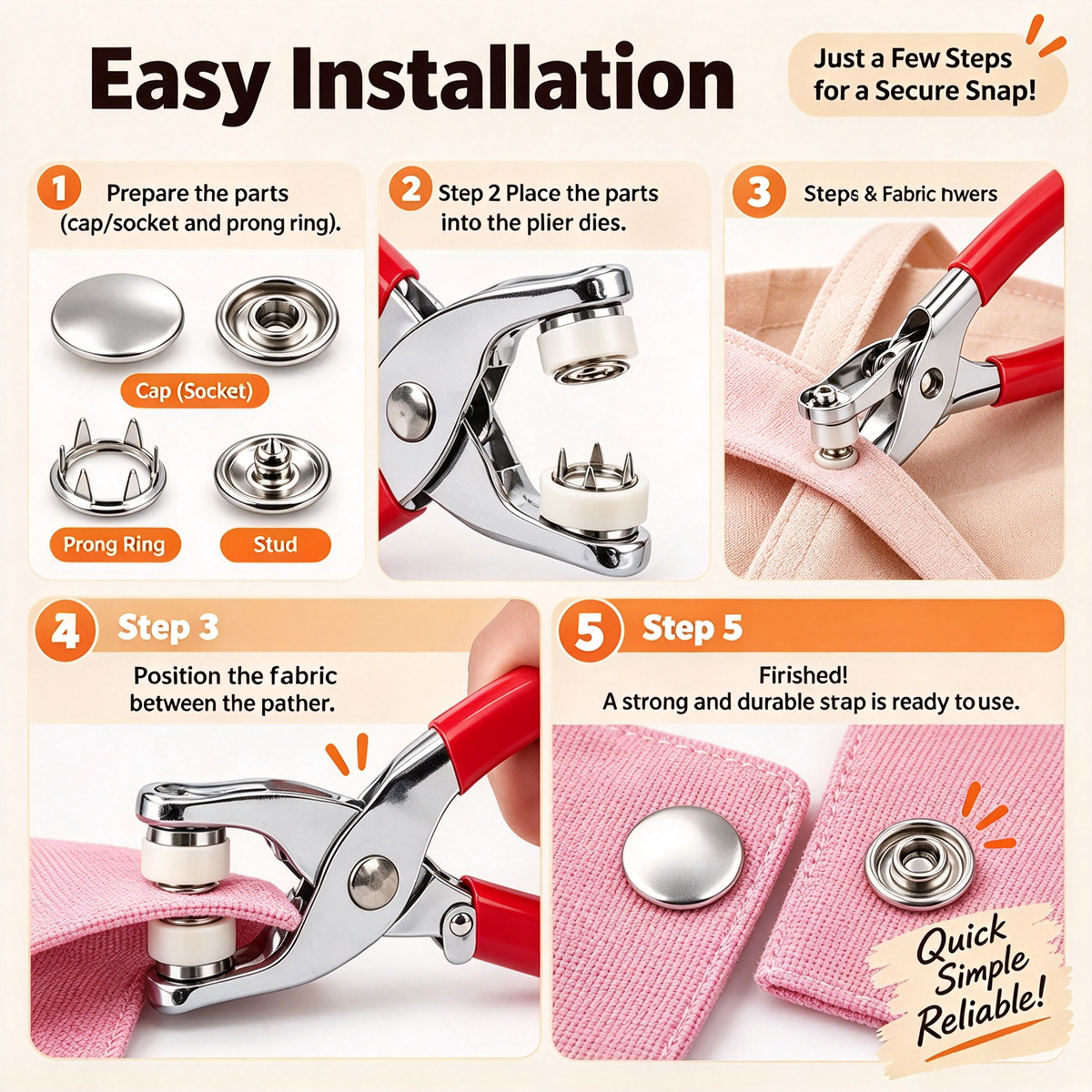 Seamless Stitching Sewing Kit-100Pcs Invisible Colored Metal Buckle & Manual Pressure Pliers 🧵
