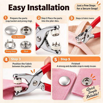 Seamless Stitching Sewing Kit-100Pcs Invisible Colored Metal Buckle & Manual Pressure Pliers 🧵