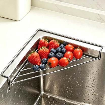 2PCS Stainless Steel Corner Sink Shelf with Triangular Open Wire Rack Design🍳