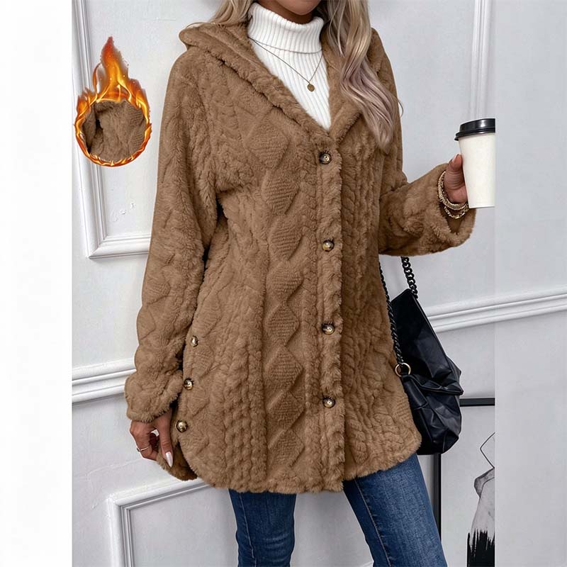 Women's Hooded Double-Sided Fleece Cardigan Long Sleeve Casual Warm Outerwear 🧥