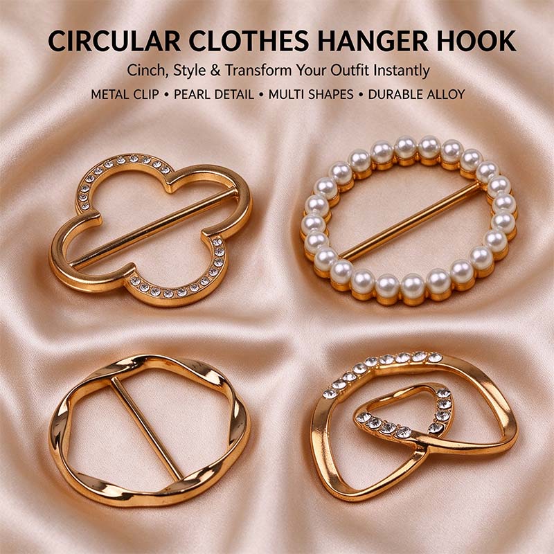 4 Counts Women's Fashion Metal Shirt Clips, Shape-Including Round and Heart Designs 👔