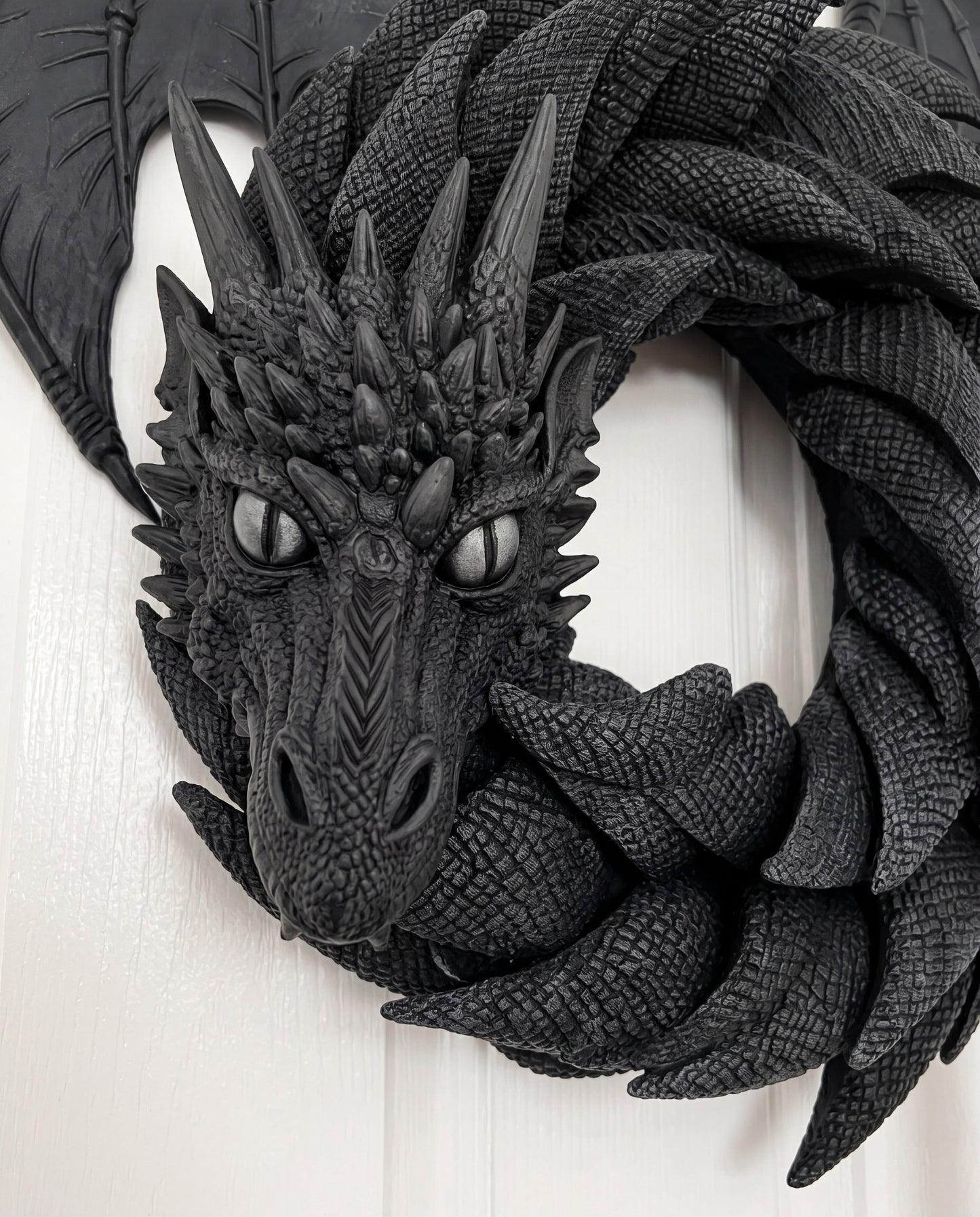 Handmade 3D Coiled Dragon Wreath | Unique Front Door Fantasy Decor🐉