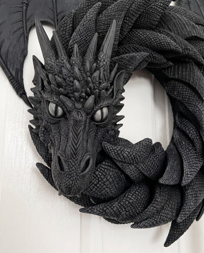 Handmade 3D Coiled Dragon Wreath | Unique Front Door Fantasy Decor🐉