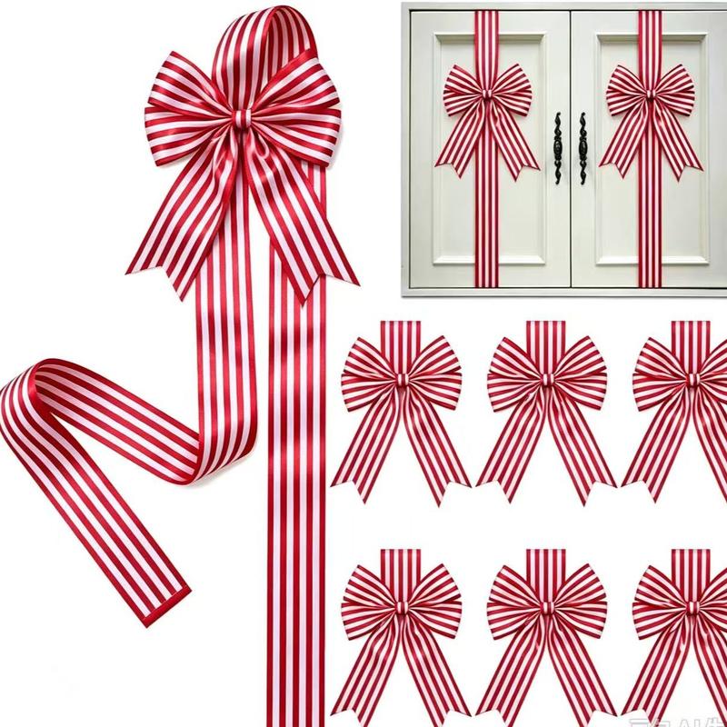 6 Pcs Red Christmas Cabinet Ribbons Bows for Kitchen Large Christmas Door Ribbon Cabinet Bows Locker 🎀🎄