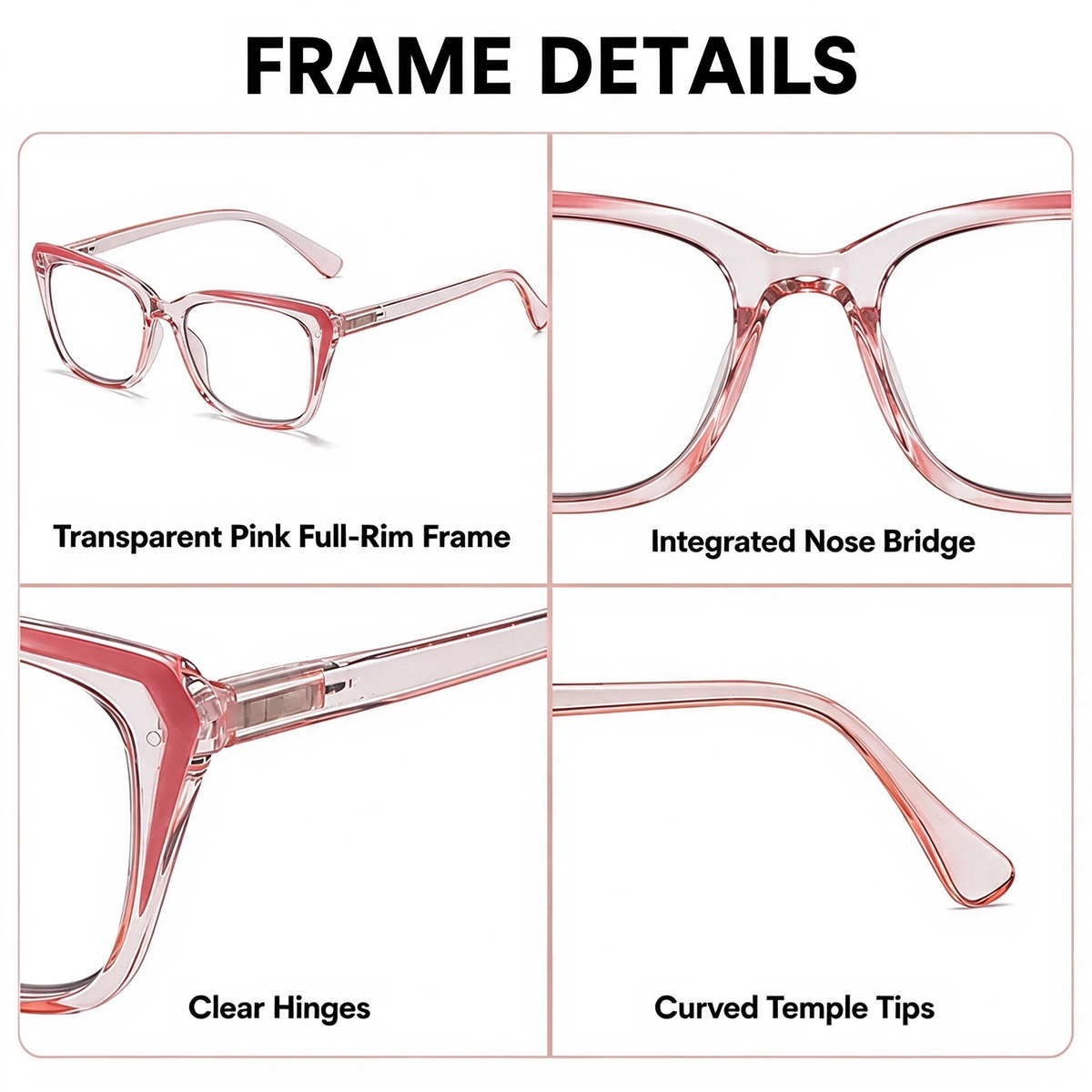 Progressive Photochromic Readers for Women, Pink Square Multifocal Reading Glasses 👓