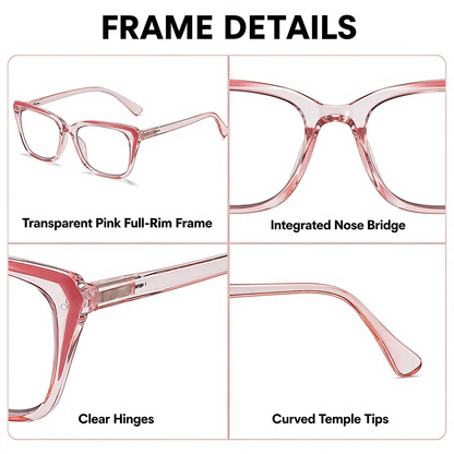Progressive Photochromic Readers for Women, Pink Square Multifocal Reading Glasses 👓