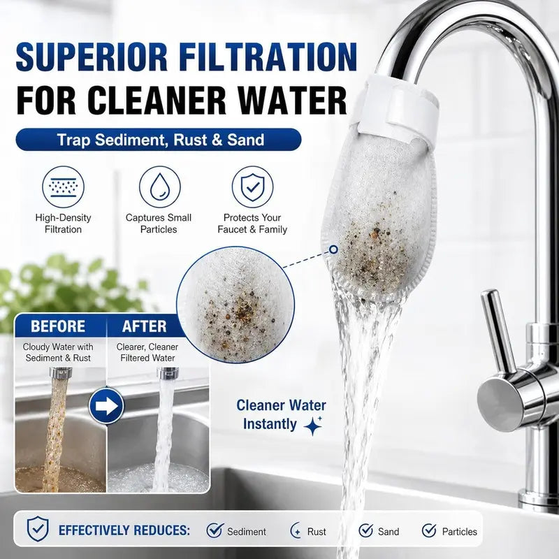 [Fits Faucets < 1"] 50 cotton filter bags disposable Cotton Faucet Filter Bags with 5 fastening straps 💧