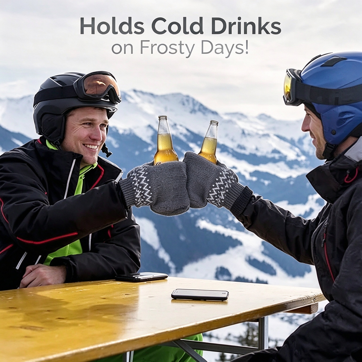 Beer Mitten Gloves - Knit Stitched Drink Mitt Holder for Beverage 🧤🍻
