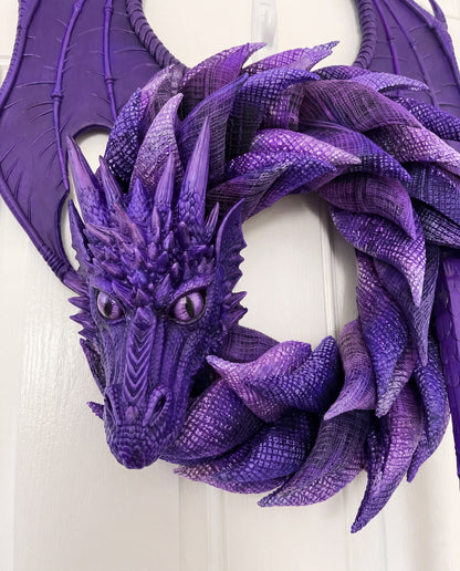 Handmade 3D Coiled Dragon Wreath | Unique Front Door Fantasy Decor🐉